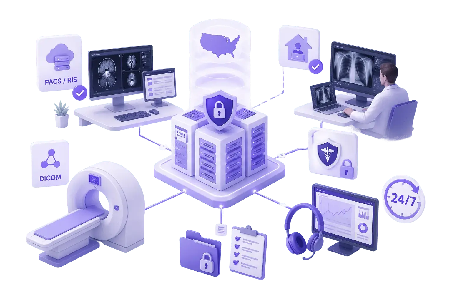 Radiology IT and PACS/RIS support illustration