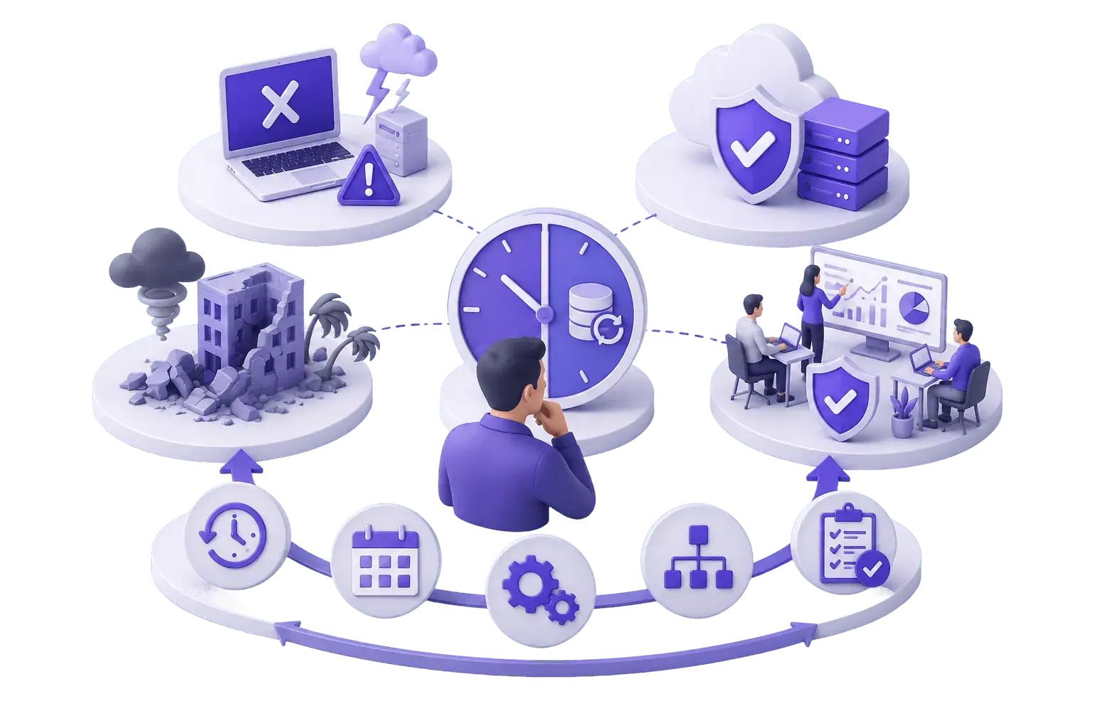 Business continuity and disaster recovery planning illustration